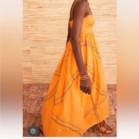 ULLA Johnson Mariza poplin midi dress in papaya size 8 - Picture 2 of 11